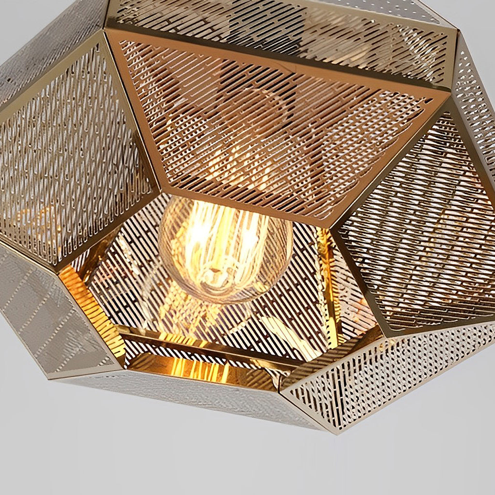 Modern Geometric Stainless Steel Pendant Light Electroplated Nordic Ceiling Lamp for Living Room Dining