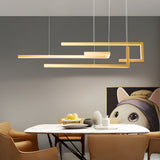 Modern Geometric Strip LED Chandelier Dimmable Nordic Dining Room Hanging Light Fixture