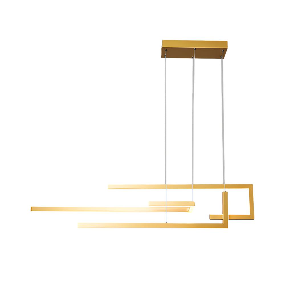 Modern Geometric Strip LED Chandelier Dimmable Nordic Dining Room Hanging Light Fixture