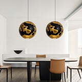 Modern Geometric Structure Pendant Light Black and Gold Foam Hanging Ceiling Lamp