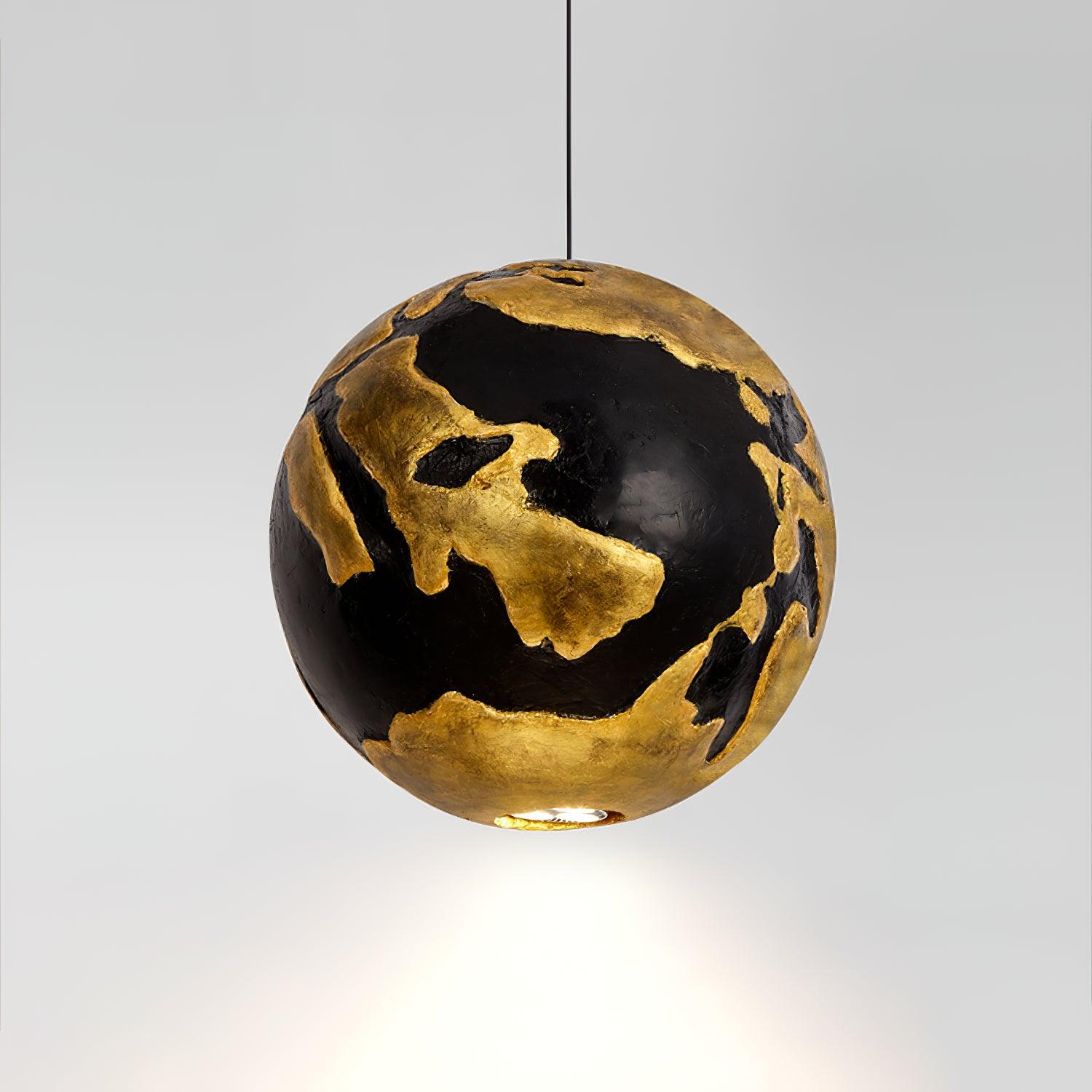 Modern Geometric Structure Pendant Light Black and Gold Foam Hanging Ceiling Lamp
