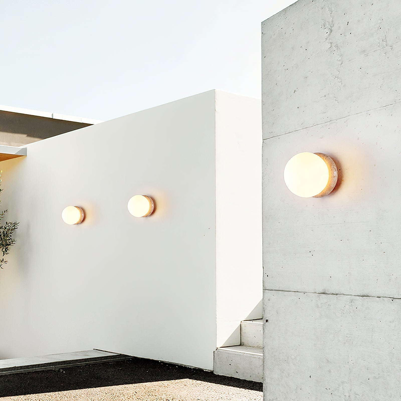 Modern Geometric Travertine Stone Wall Sconce Light for Bedside and Hallway