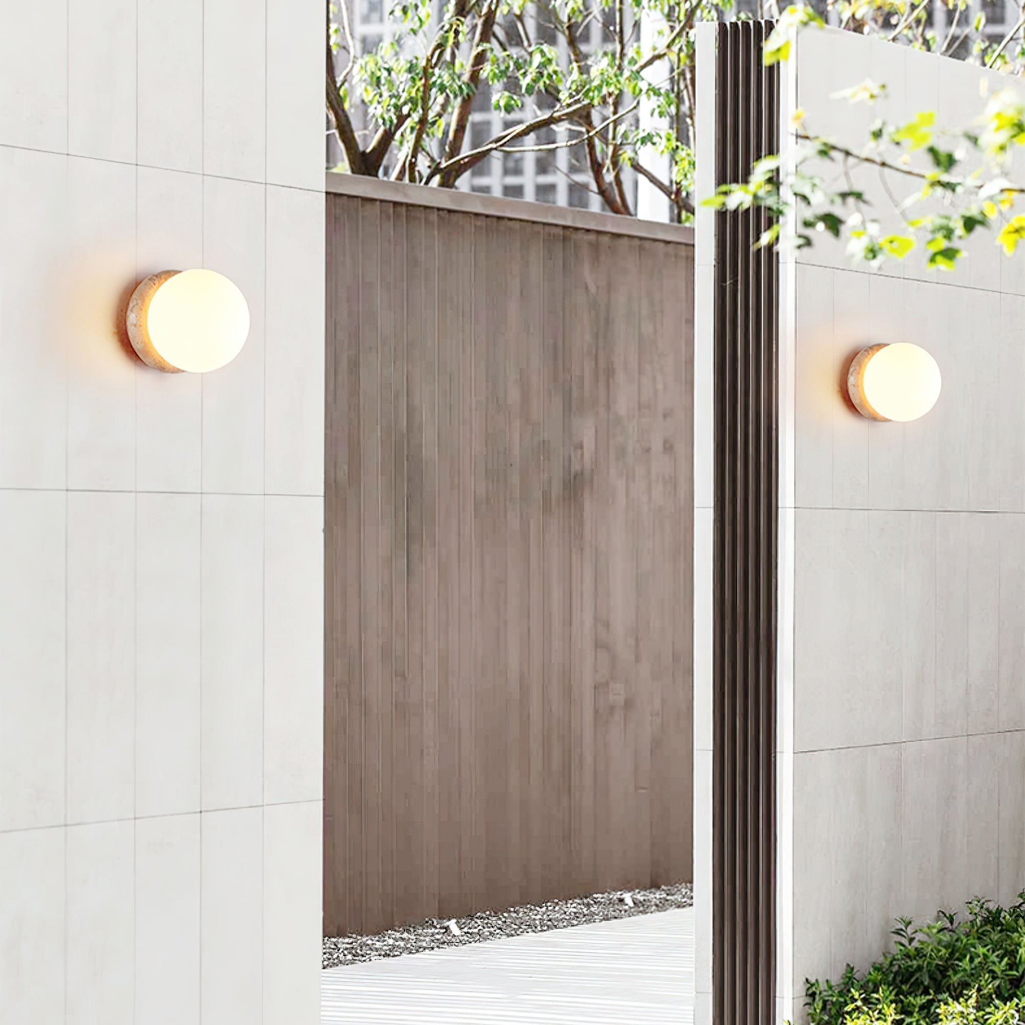 Modern Geometric Travertine Stone Wall Sconce Light for Bedside and Hallway