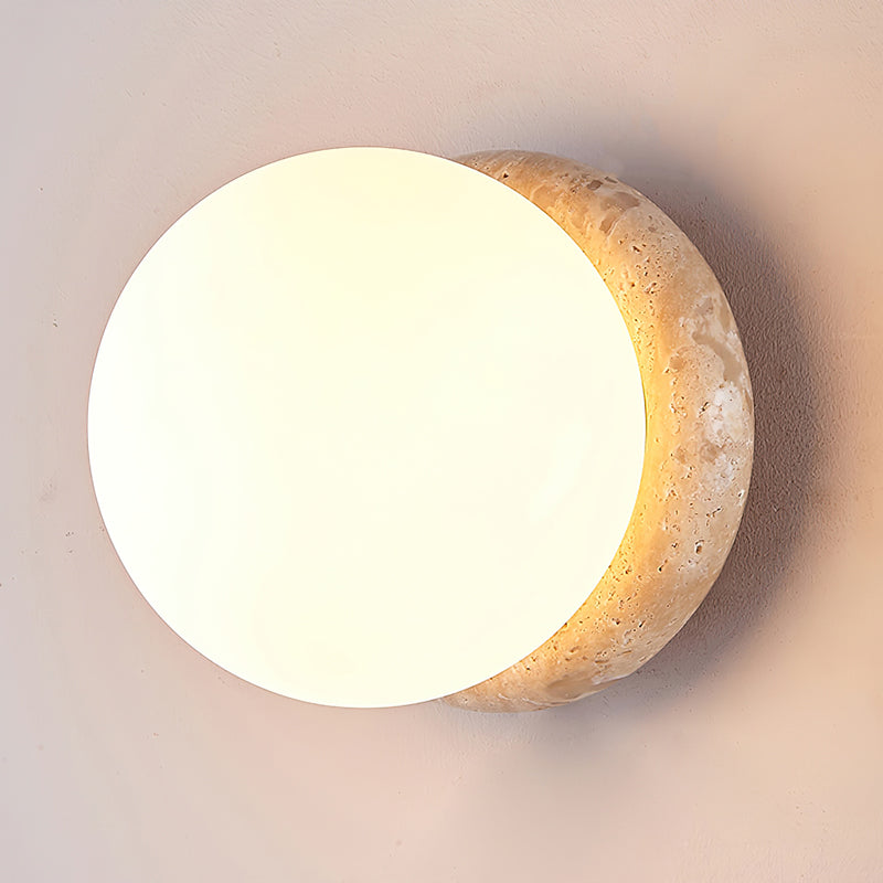 Modern Geometric Travertine Stone Wall Sconce Light for Bedside and Hallway