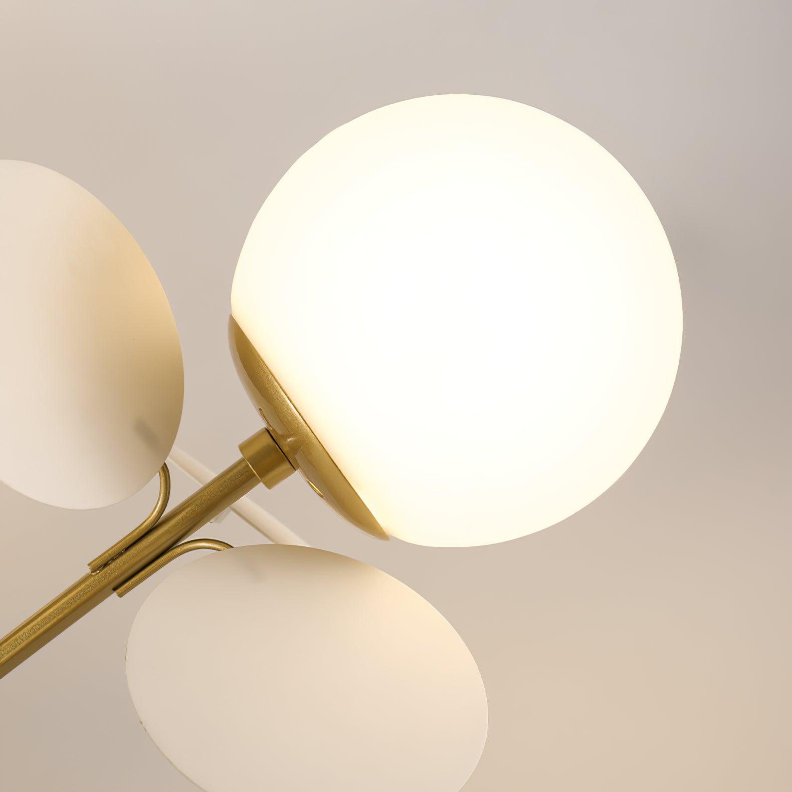 Modern Geometric Tree Branch Chandelier with Frosted Glass Shades and Gold Finish