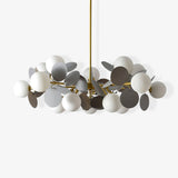 Modern Geometric Tree Branch Chandelier with Frosted Glass Shades and Gold Finish