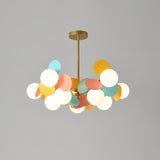 Modern Geometric Tree Branch Chandelier with Frosted Glass Shades and Gold Finish