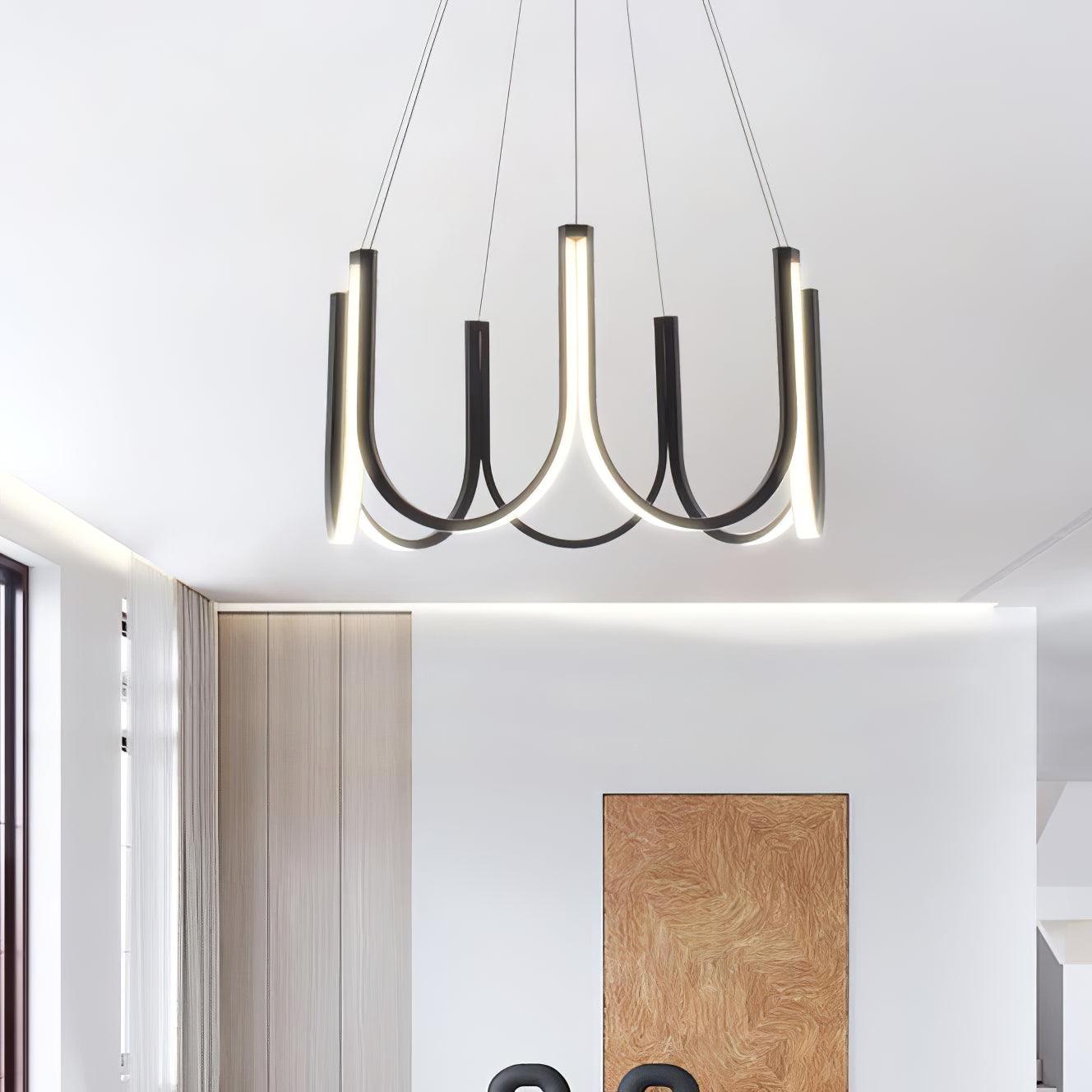 Modern Geometric U Shaped LED Pendant Light for Contemporary Dining and Living Spaces