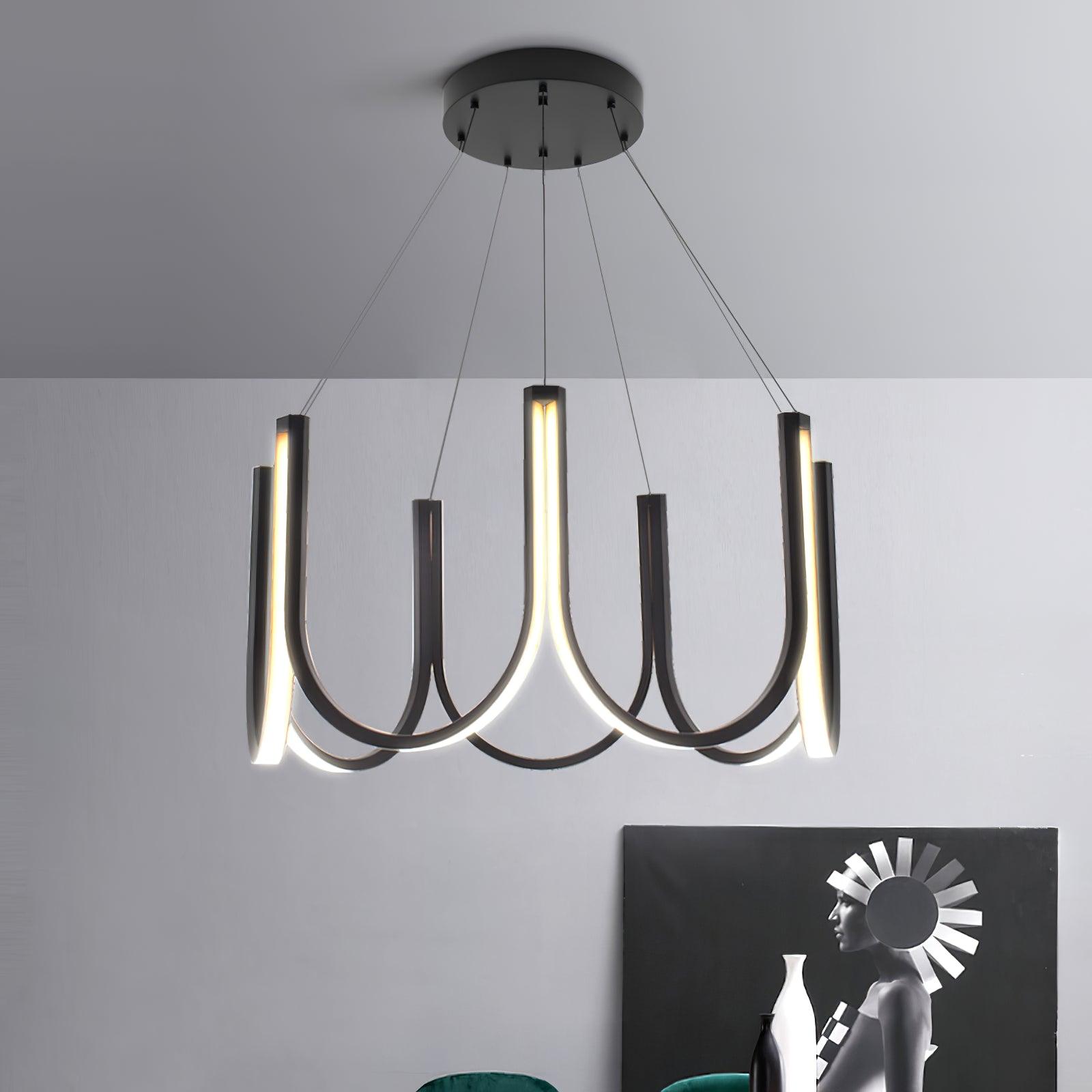Modern Geometric U Shaped LED Pendant Light for Contemporary Dining and Living Spaces