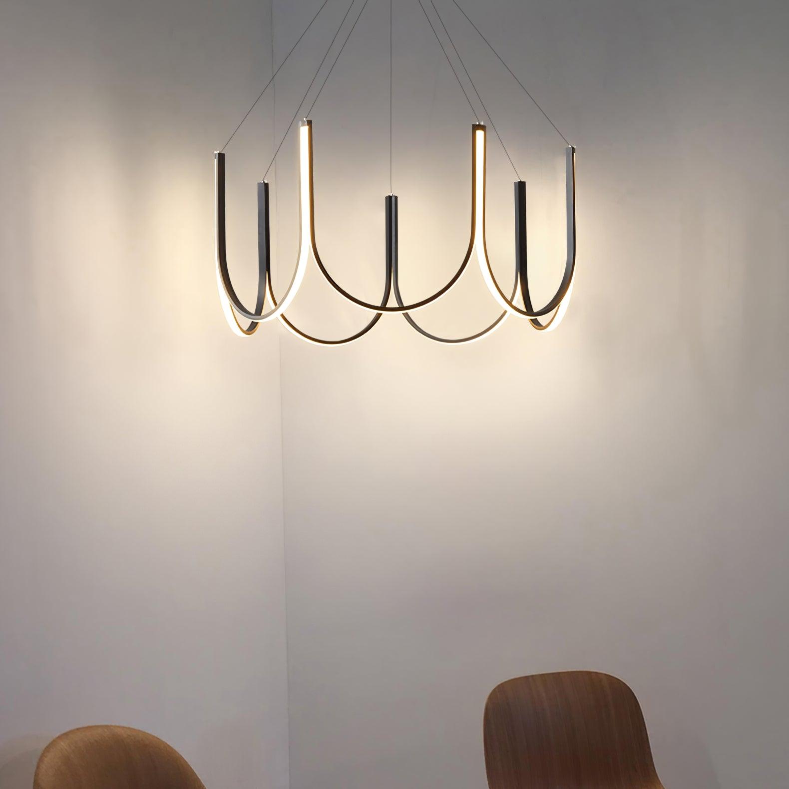 Modern Geometric U Shaped LED Pendant Light for Contemporary Dining and Living Spaces