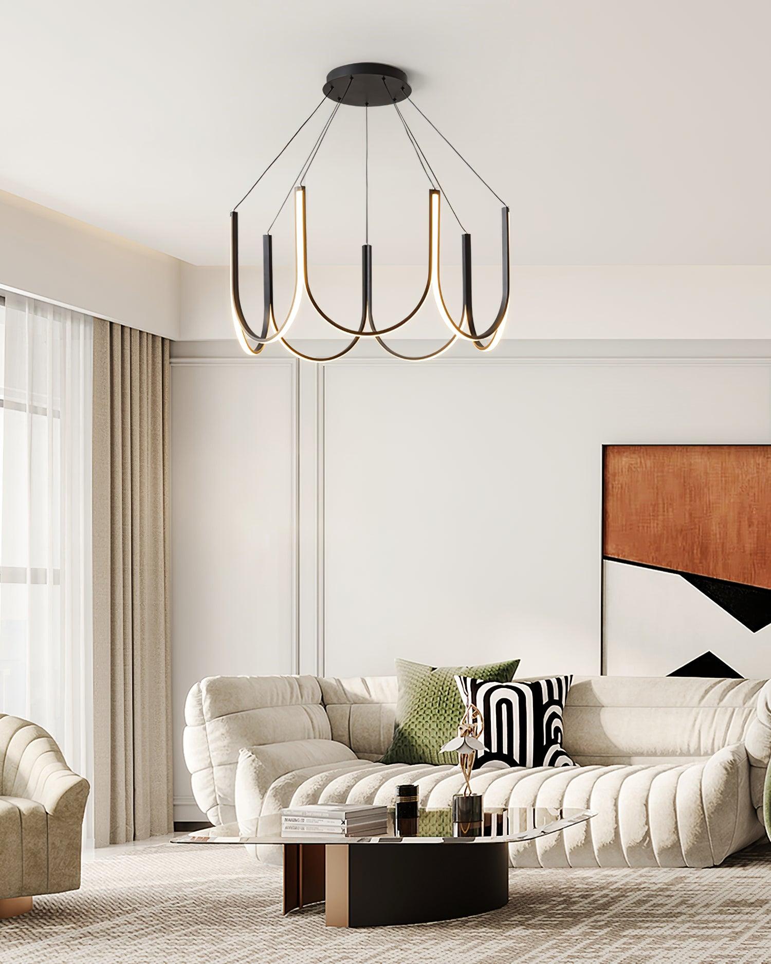 Modern Geometric U Shaped LED Pendant Light for Contemporary Dining and Living Spaces
