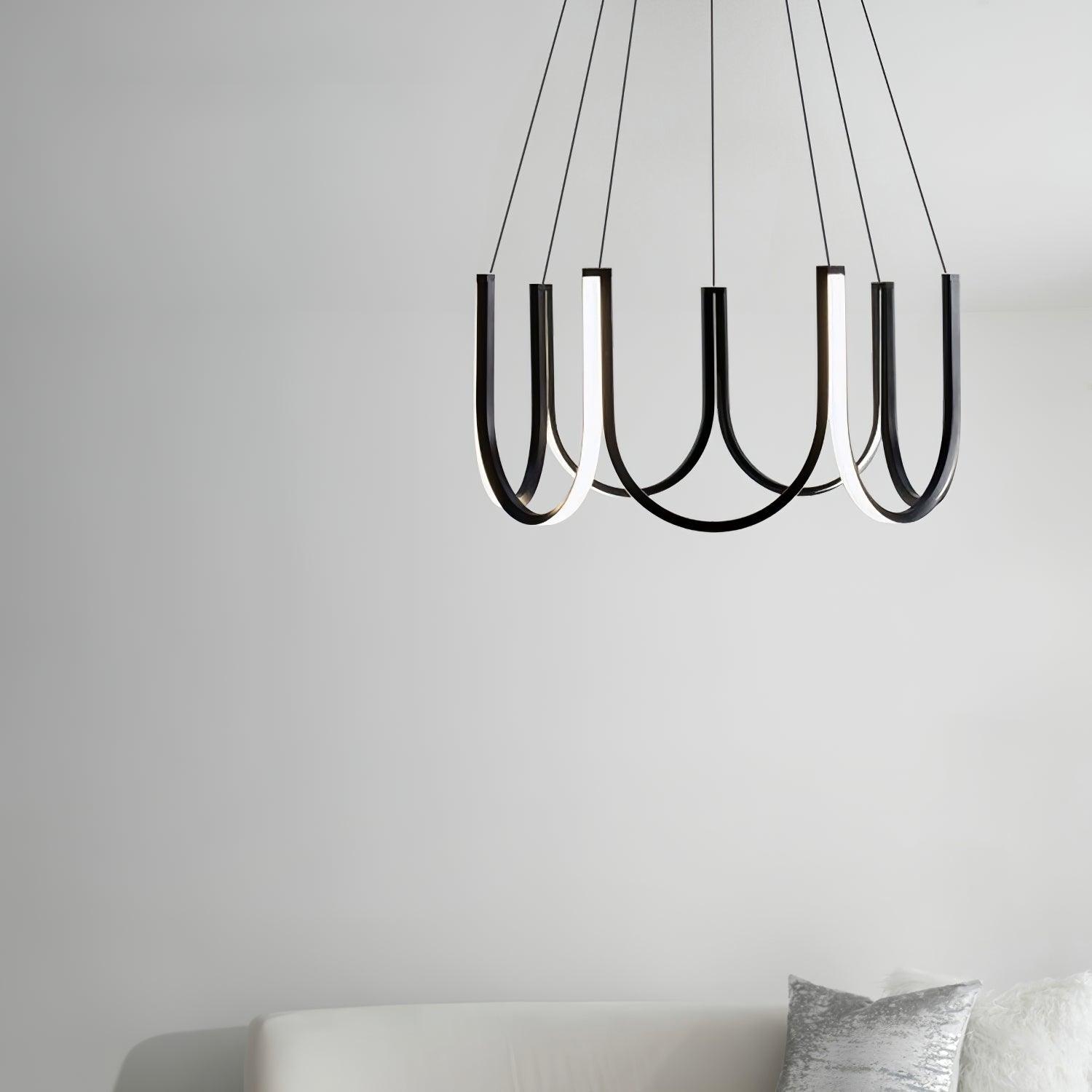 Modern Geometric U Shaped LED Pendant Light for Contemporary Dining and Living Spaces