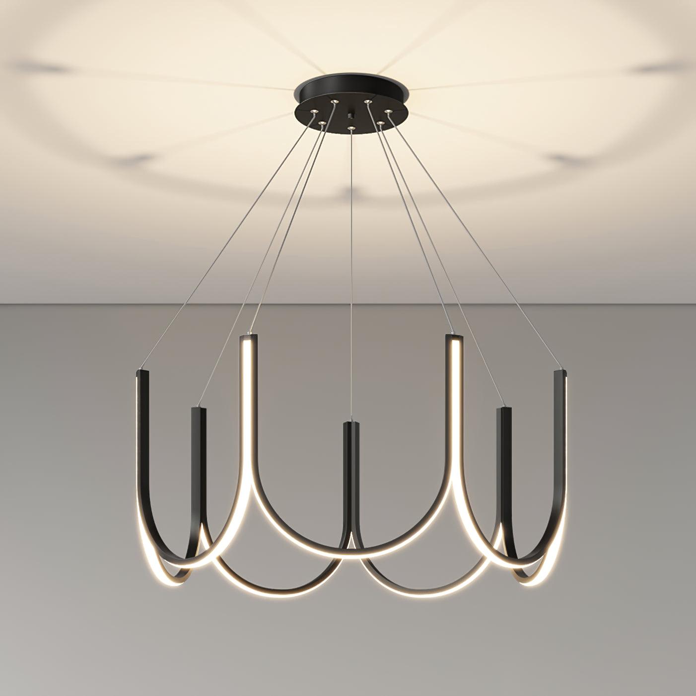 Modern Geometric U Shaped LED Pendant Light for Contemporary Dining and Living Spaces
