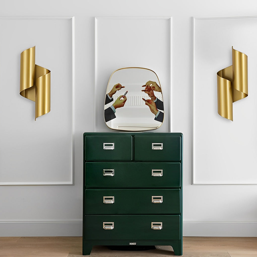 Modern Geometric Up and Down Wall Light Fixture Symmetrical Sconce Set of 2