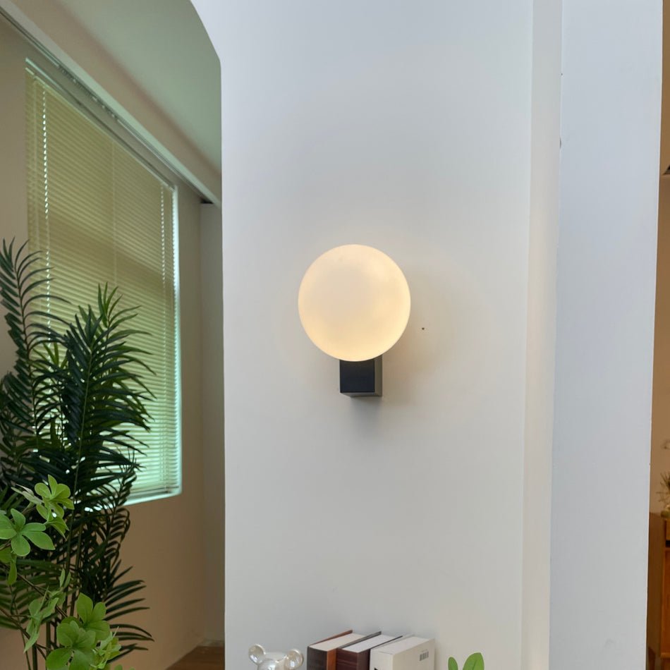 Modern Geometric Wall Mounted Lamp with Opal Glass Globe Set of 2 for Living Room and Bedroom