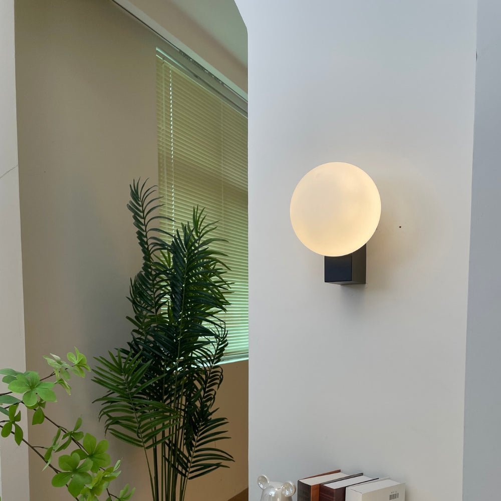 Modern Geometric Wall Mounted Lamp with Opal Glass Globe Set of 2 for Living Room and Bedroom