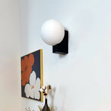 Modern Geometric Wall Mounted Lamp with Opal Glass Globe Set of 2 for Living Room and Bedroom