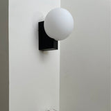 Modern Geometric Wall Mounted Lamp with Opal Glass Globe Set of 2 for Living Room and Bedroom