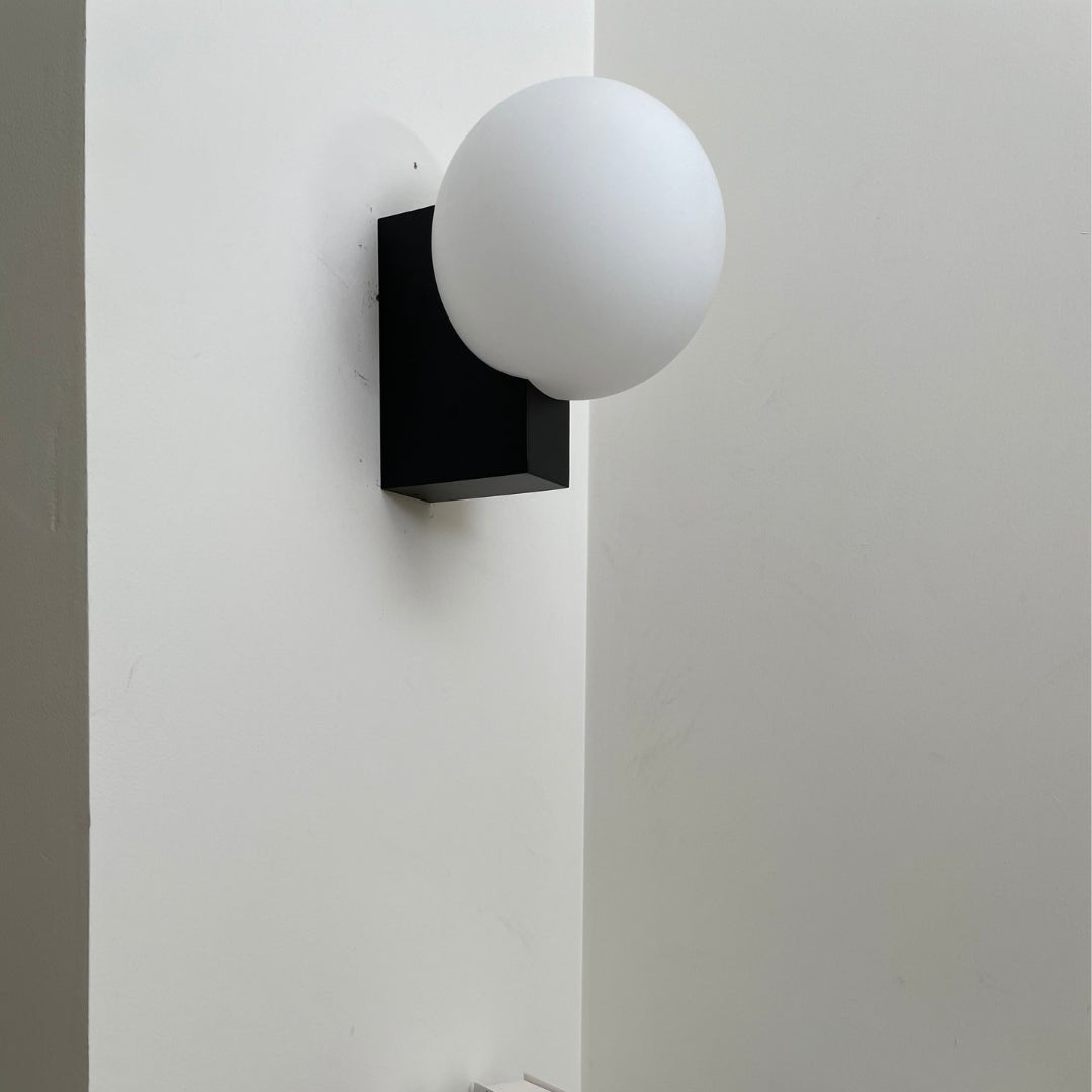 Modern Geometric Wall Mounted Lamp with Opal Glass Globe Set of 2 for Living Room and Bedroom