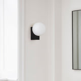 Modern Geometric Wall Mounted Lamp with Opal Glass Globe Set of 2 for Living Room and Bedroom