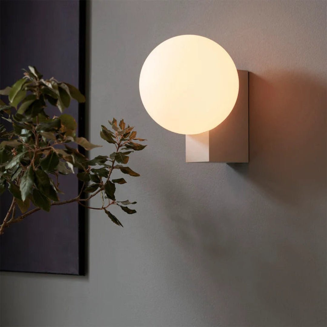 Modern Geometric Wall Mounted Lamp with Opal Glass Globe Set of 2 for Living Room and Bedroom