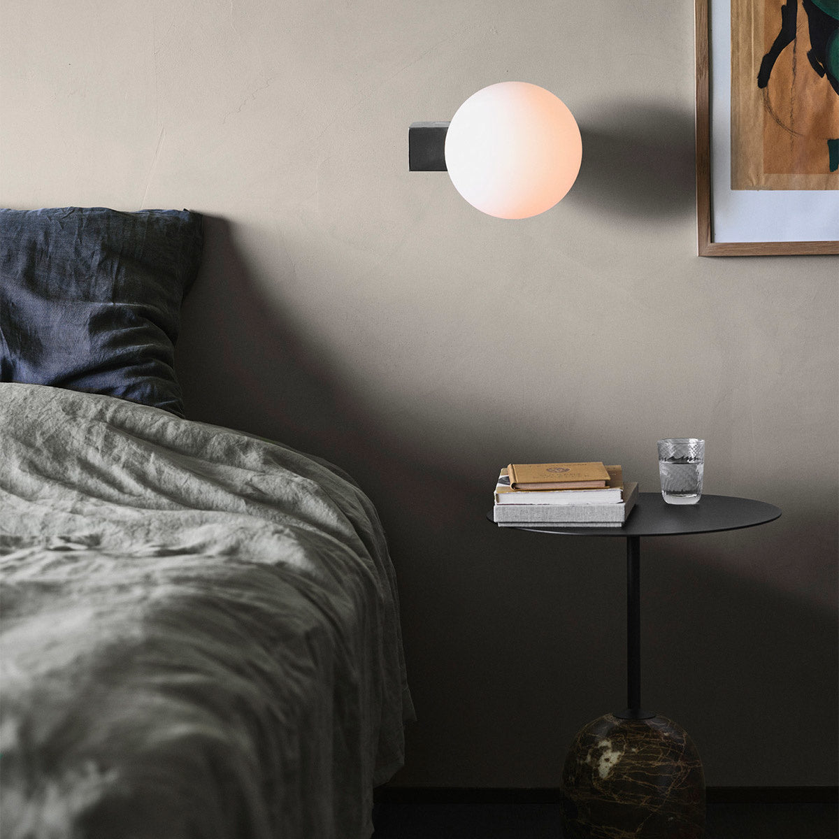 Modern Geometric Wall Mounted Lamp with Opal Glass Globe Set of 2 for Living Room and Bedroom