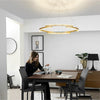 Modern Geometrical Circular LED Chandelier Kitchen Island Lighting Adjustable Hanging Ring Lamp