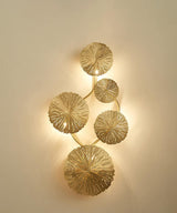 Modern Gilded Lotus Leaf Wall Sconce Artistic Golden Stainless Steel LED Lighting Fixture