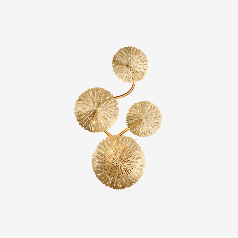 Modern Gilded Lotus Leaf Wall Sconce Artistic Golden Stainless Steel LED Lighting Fixture