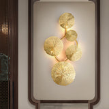 Modern Gilded Lotus Leaf Wall Sconce Artistic Golden Stainless Steel LED Lighting Fixture