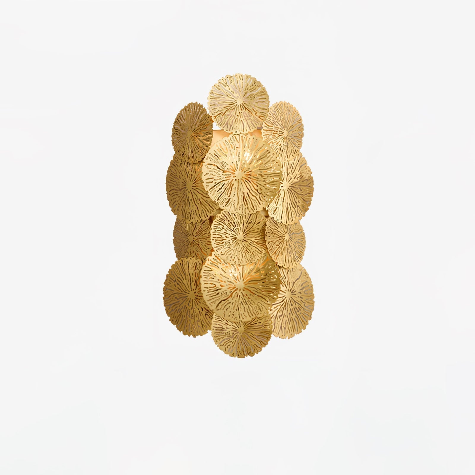 Modern Gilded Lotus Leaf Wall Sconce Artistic Golden Stainless Steel LED Lighting Fixture