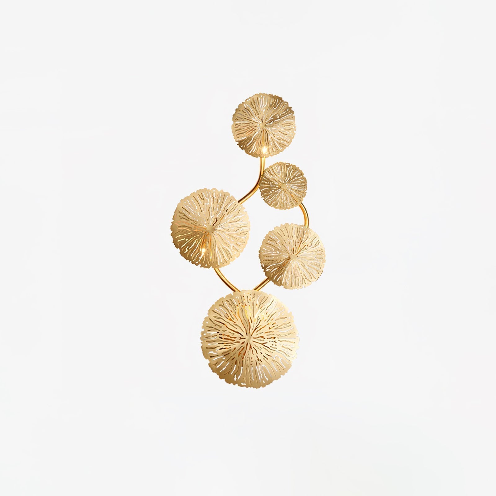 Modern Gilded Lotus Leaf Wall Sconce Artistic Golden Stainless Steel LED Lighting Fixture