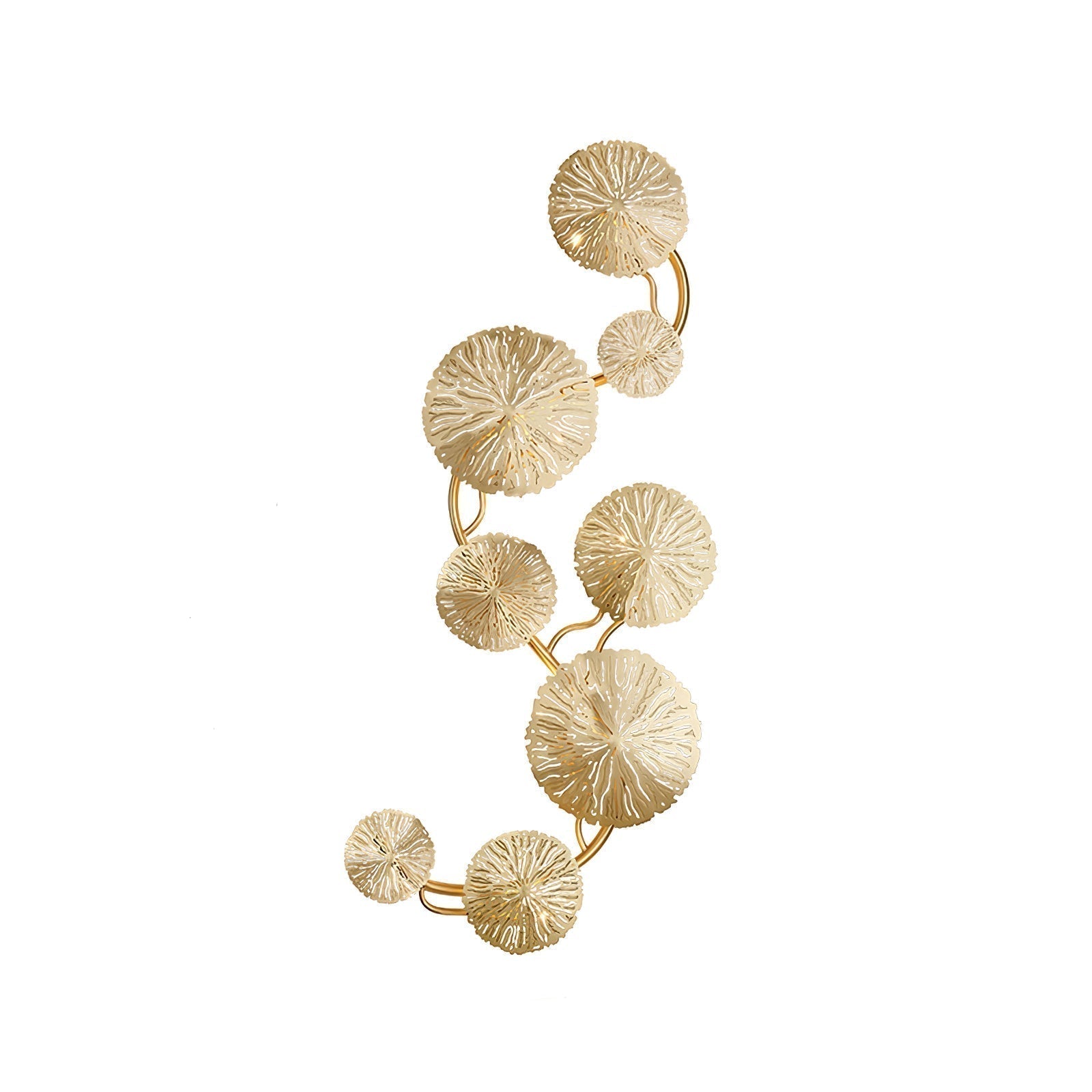 Modern Gilded Lotus Leaf Wall Sconce Artistic Golden Stainless Steel LED Lighting Fixture
