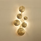 Modern Gilded Lotus Leaf Wall Sconce Artistic Golden Stainless Steel LED Lighting Fixture