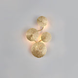 Modern Gilded Lotus Leaf Wall Sconce Artistic Golden Stainless Steel LED Lighting Fixture