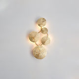 Modern Gilded Lotus Leaf Wall Sconce Artistic Golden Stainless Steel LED Lighting Fixture
