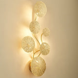 Modern Gilded Lotus Leaf Wall Sconce Artistic Golden Stainless Steel LED Lighting Fixture