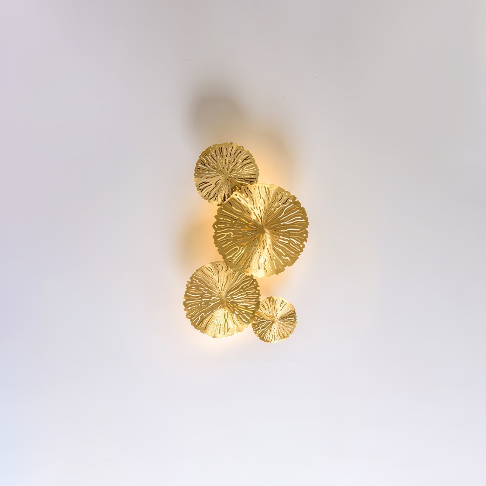 Modern Gilded Lotus Leaf Wall Sconce Artistic Golden Stainless Steel LED Lighting Fixture