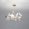 Modern Gingko Leaf Ceramic Crown Chandelier Iron Linear Pendant Light