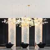 Modern Ginkgo Cloud Chandelier with Handcrafted Porcelain Leaves for Warm Artistic Lighting