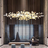 Modern Ginkgo Cloud Chandelier with Handcrafted Porcelain Leaves for Warm Artistic Lighting
