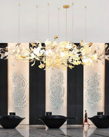 Modern Ginkgo Cloud Chandelier with Handcrafted Porcelain Leaves for Warm Artistic Lighting