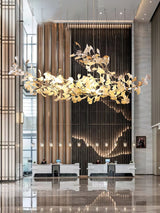 Modern Ginkgo Cloud Chandelier with Handcrafted Porcelain Leaves for Warm Artistic Lighting