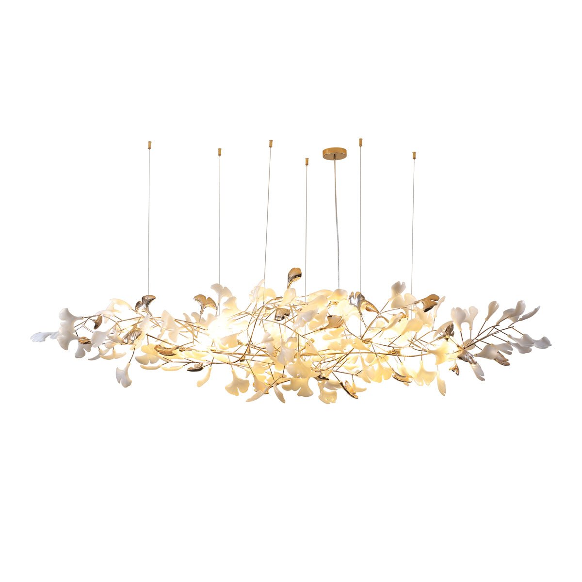 Modern Ginkgo Cloud Chandelier with Handcrafted Porcelain Leaves for Warm Artistic Lighting