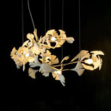 Modern Ginkgo Leaf Porcelain Chandelier Luxury Ceramic Candelabrum Lighting