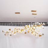 Modern Ginkgo Leaf Porcelain Chandelier Luxury Ceramic Candelabrum Lighting