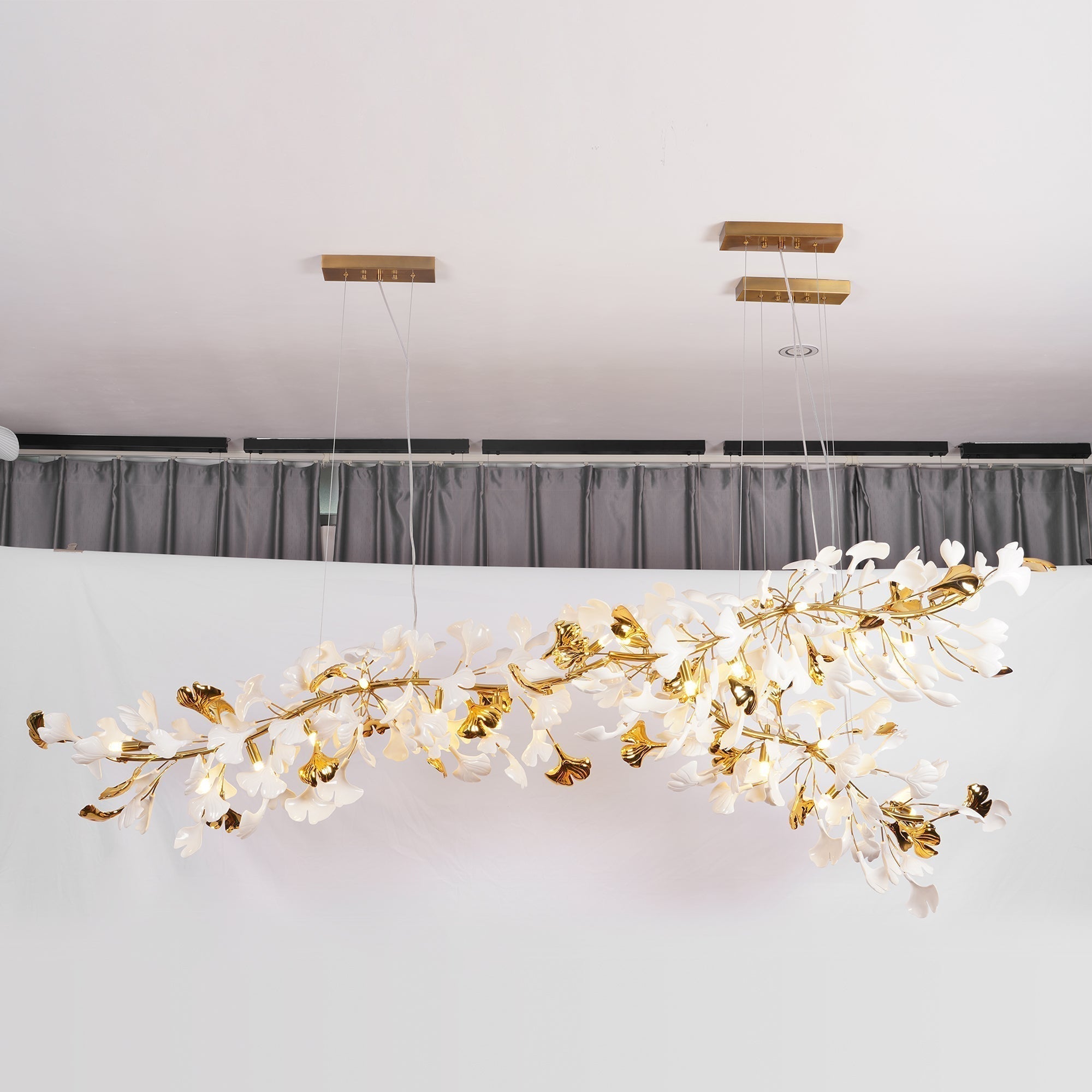 Modern Ginkgo Leaf Porcelain Chandelier Luxury Ceramic Candelabrum Lighting