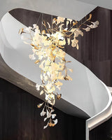 Modern Ginkgo Leaf Porcelain Chandelier Luxury Hanging Ceiling Light Fixture