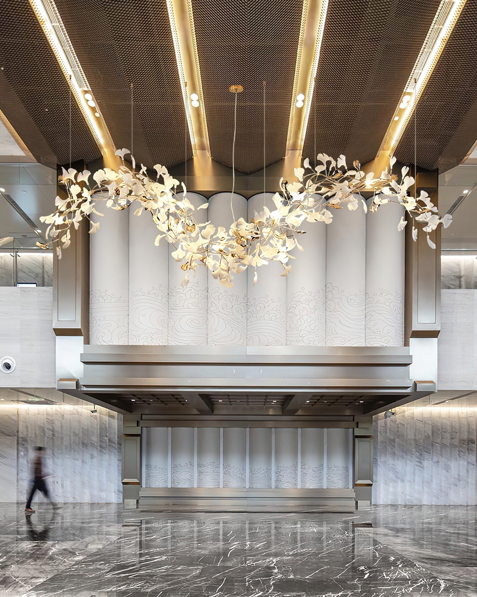 Modern Ginkgo Leaf Porcelain Chandelier Luxury Hanging Ceiling Light Fixture