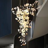 Modern Ginkgo Leaf Porcelain Chandelier Luxury Hanging Ceiling Light Fixture